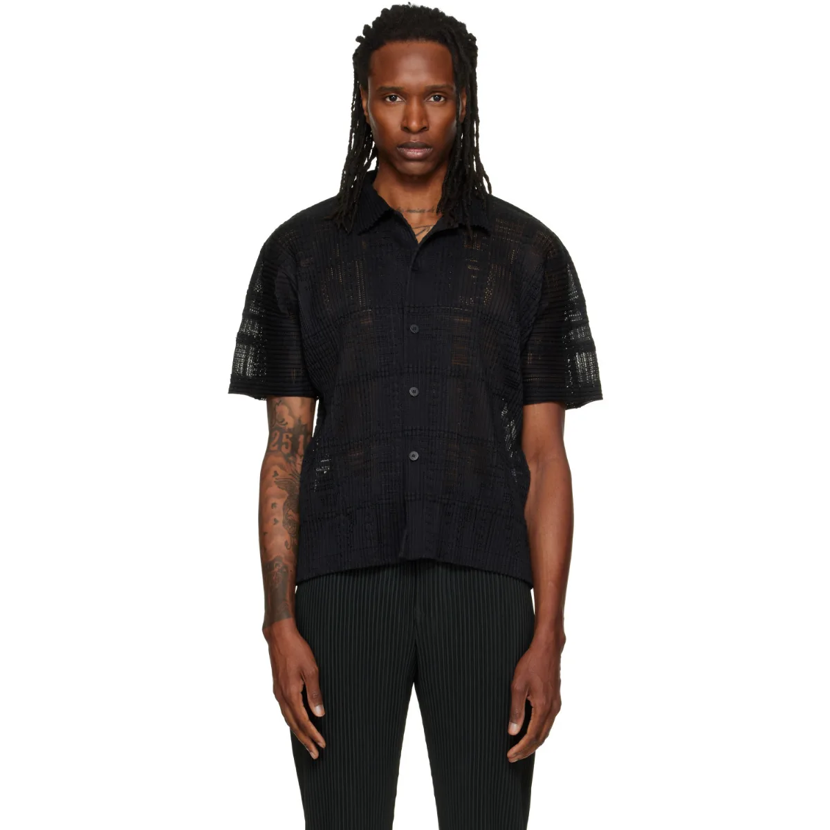 Lace Grid Pleats Shirt by HOMME PLISSÉ ISSEY MIYAKE