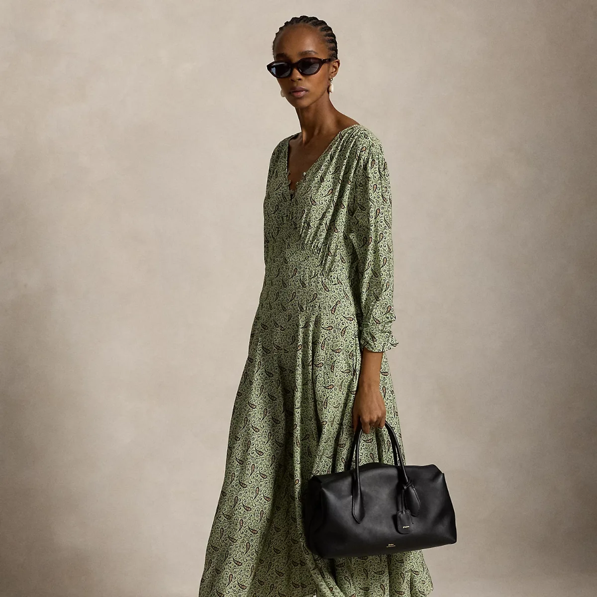 Paisley Crepe Smocked Dress by Polo Ralph Lauren