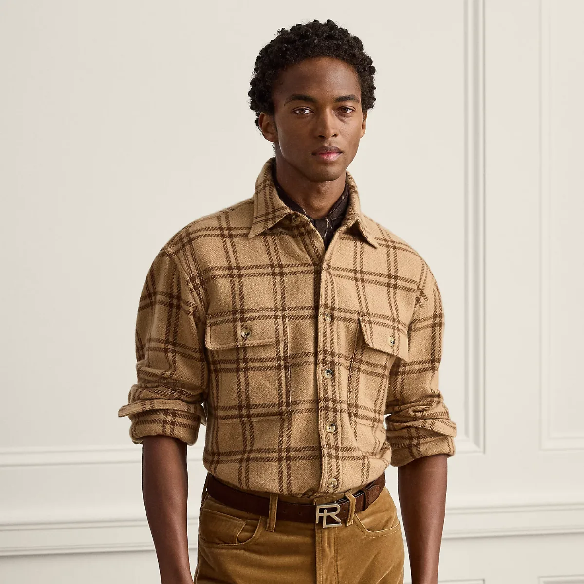 Plaid Cashmere Twill Shirt by Ralph Lauren Purple Label
