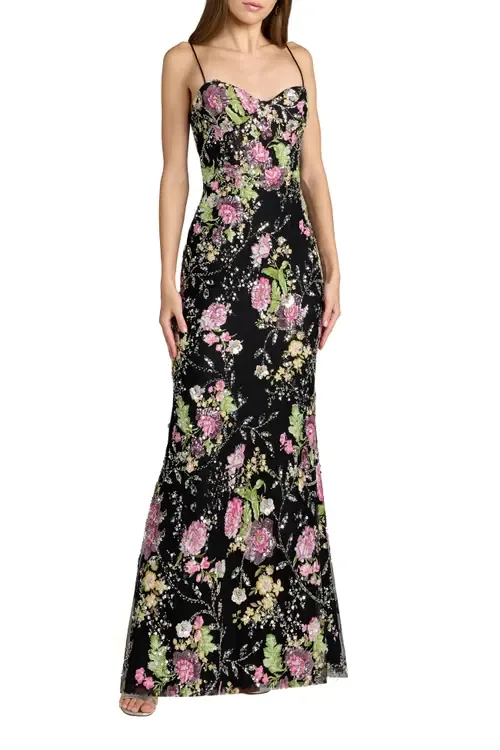 Embellished Bustier Floral Trumpet Gown