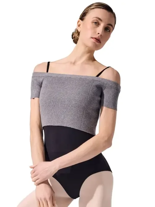 Ribbed Knit Cropped Sweater by CAPEZIO