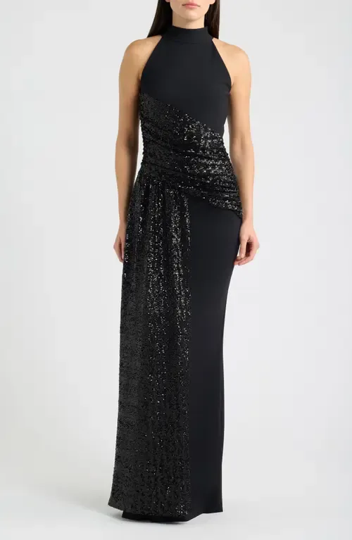 Virgo Sequin Drape Mermaid Gown