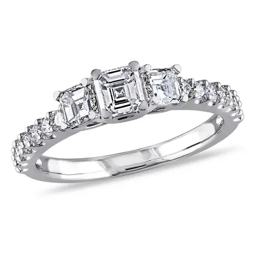 Diamond Asscher 3-Stone Engagement Ring 14k by Julianna B.