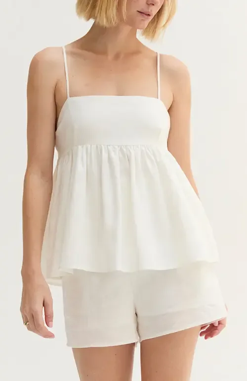 Tie Back Babydoll Linen Blend Top
