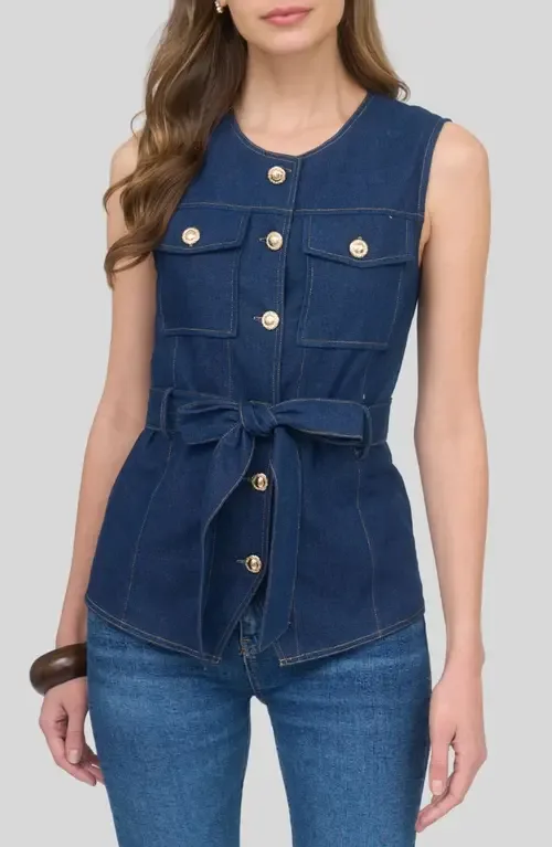 Tie Waist Denim Vest by ZOE AND CLAIRE