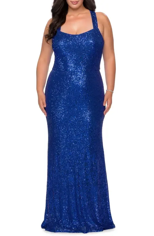 Stretch Lace Dress with Criss Cross Back by La Femme