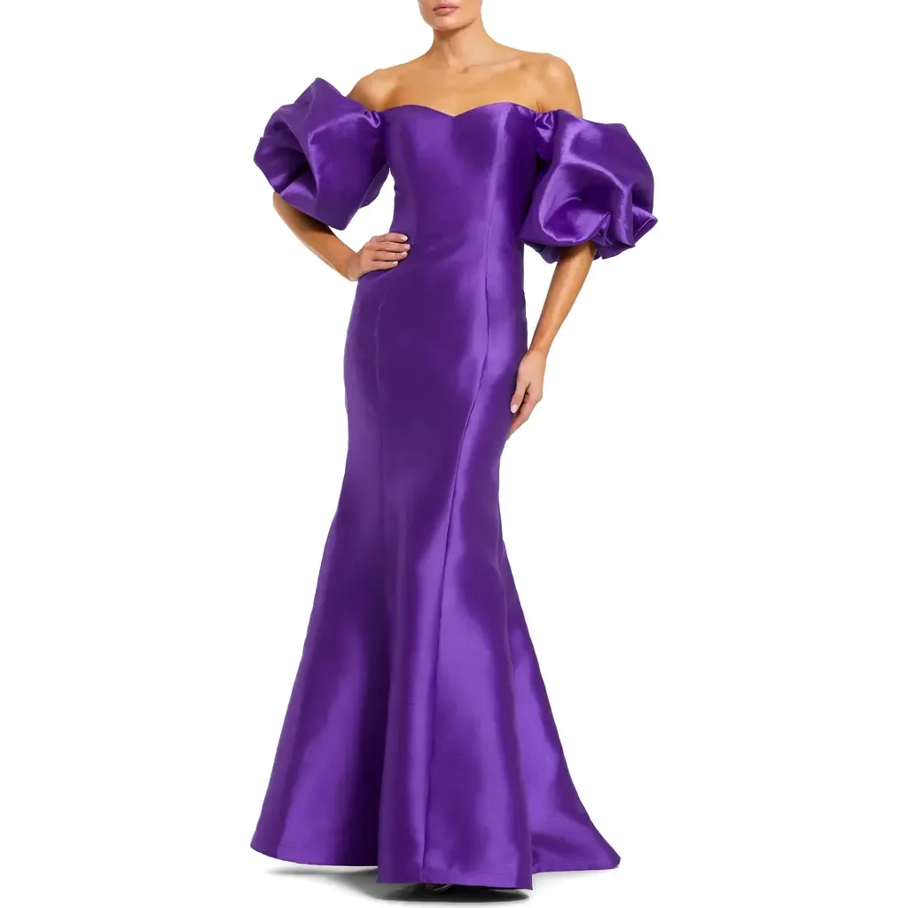 Sweetheart Off the Shoulder Puff Sleeve Gown by Mac Duggal