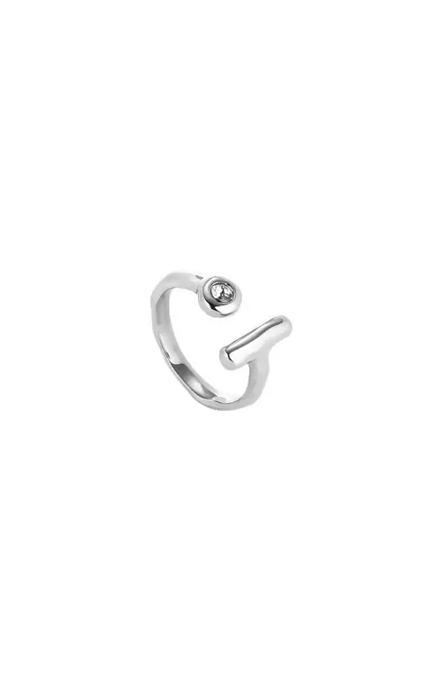 Open Sterling Silver-Plated Ring with White Topaz by UNODE50