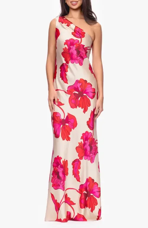 Sash One-Shoulder Satin Gown