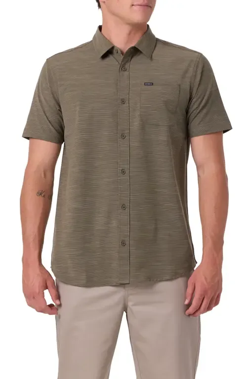 UPF Slub Short Sleeve Button Up Shirt