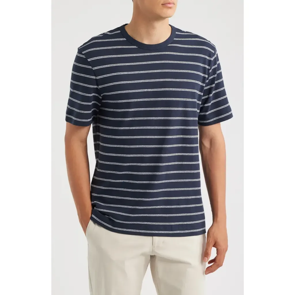 Taut Stripe Linen & Cotton T-Shirt by BOSS
