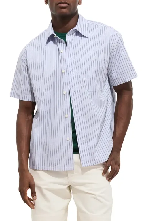 Franklin Short Sleeve Stripe Cotton Button-Up Shirt by Alex Mill