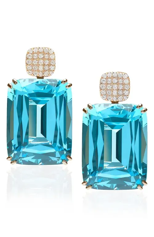 Gossip Cushion Cut Drop Earrings by GOSHWARA