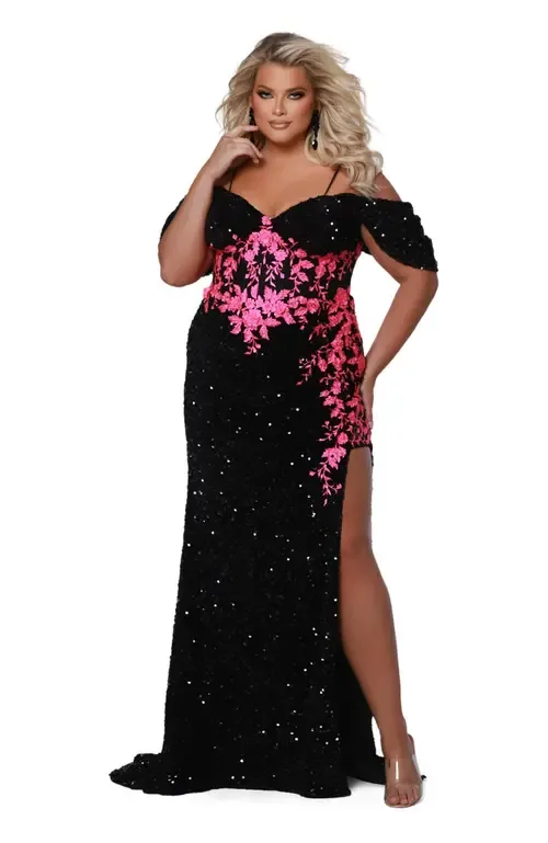 Fitted Sequin & Lace Venom Evening Gown by Johnathan Kayne for Sydney's Closet