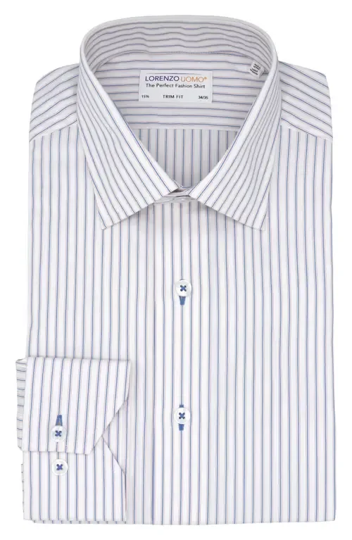 Trim Fit Stripe Cotton Oxford Cloth Dress Shirt by Lorenzo Uomo