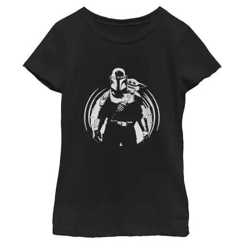 Black and White Sketch Short Sleeve Graphic T-Shirt by Star Wars: The Mandalorian and Grogu