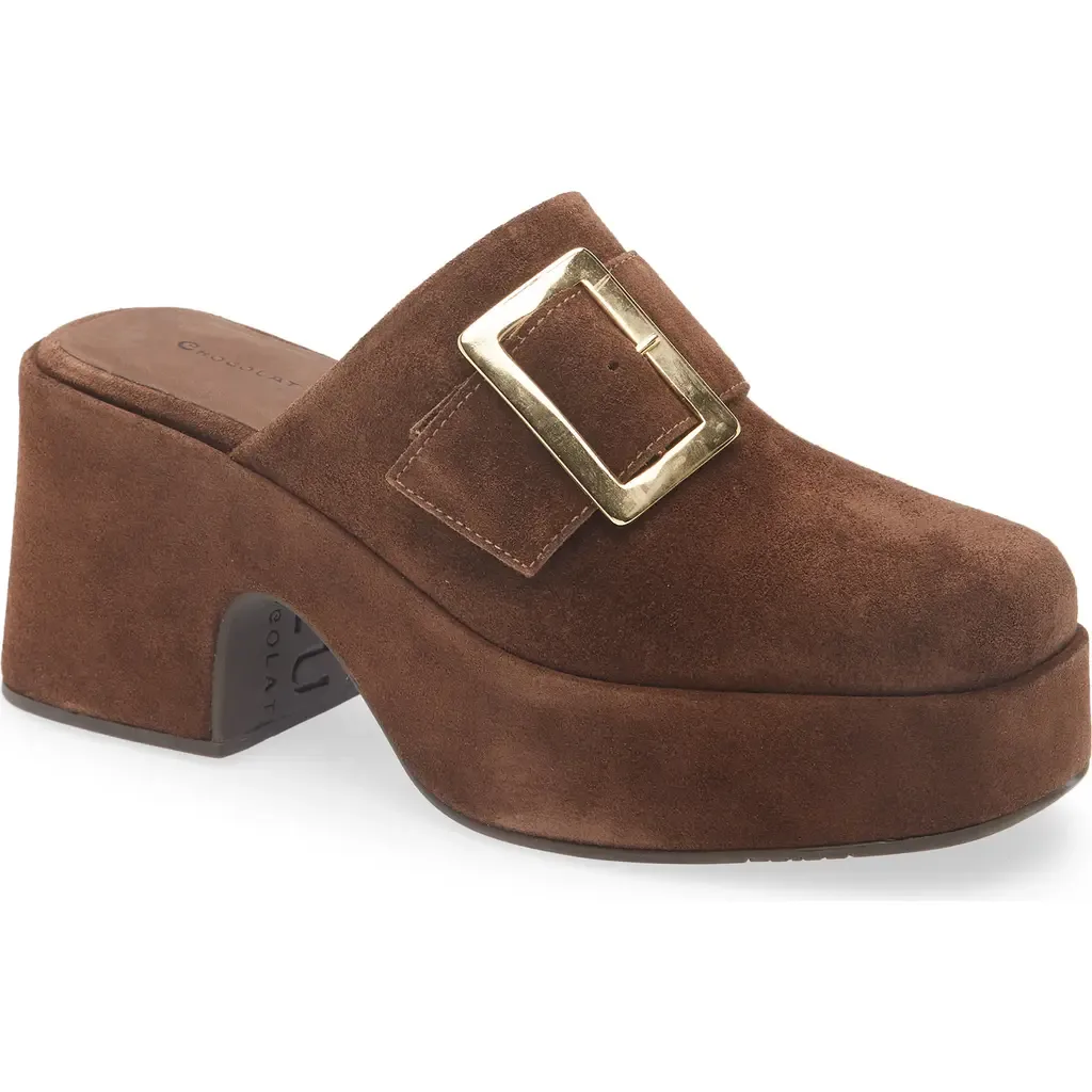 Haze Platform Mule in Coffee Suede by Chocolat Blu
