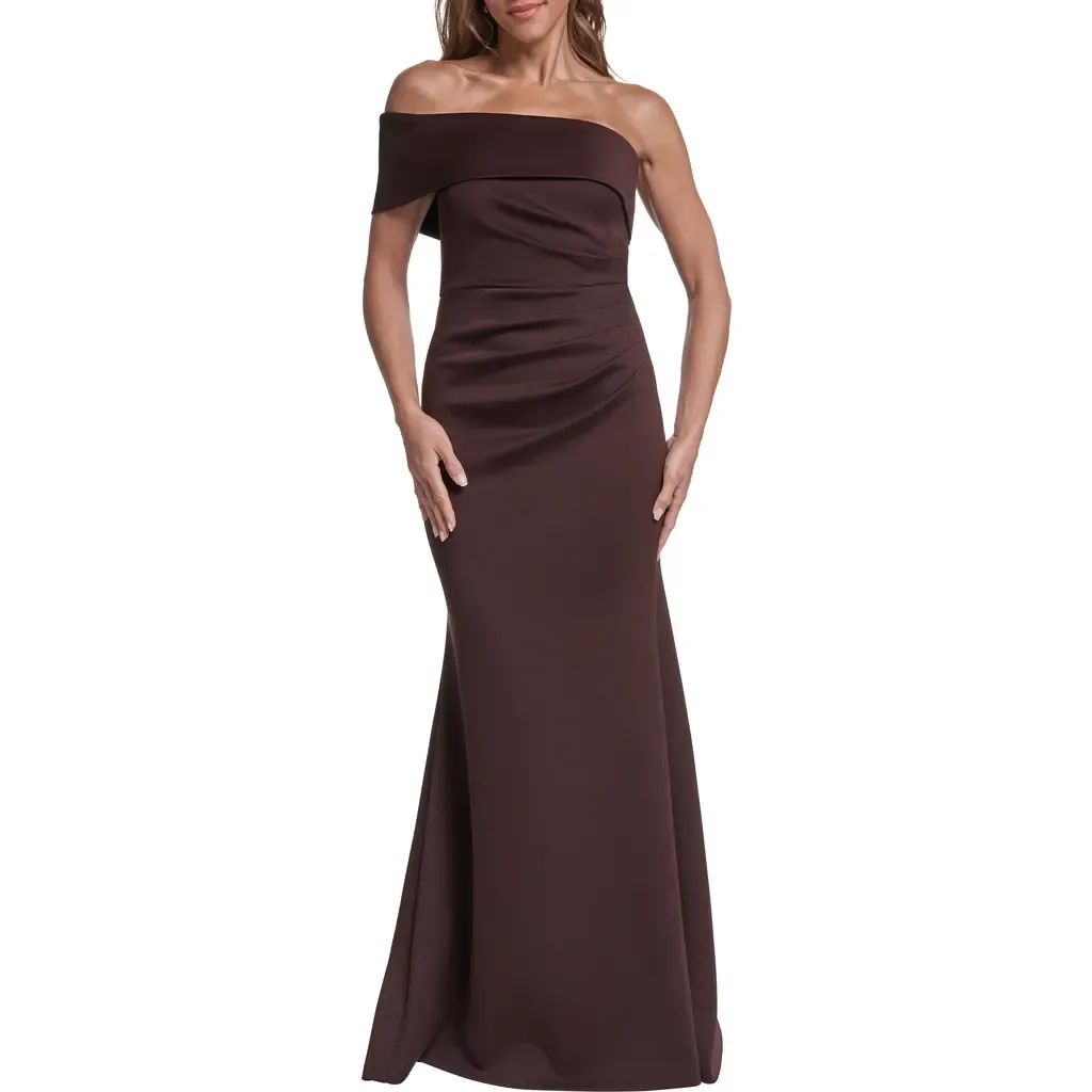 One-Shoulder Ruched Gown by Eliza J