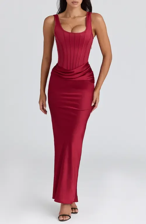 Kira Corset Bodice Satin Gown by HOUSE OF CB
