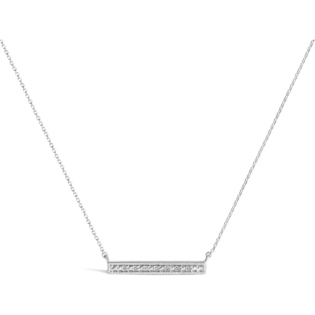 Sterling Silver Diamond Accent Milgrain Bar Pendant Necklace by Haus of Brilliance
