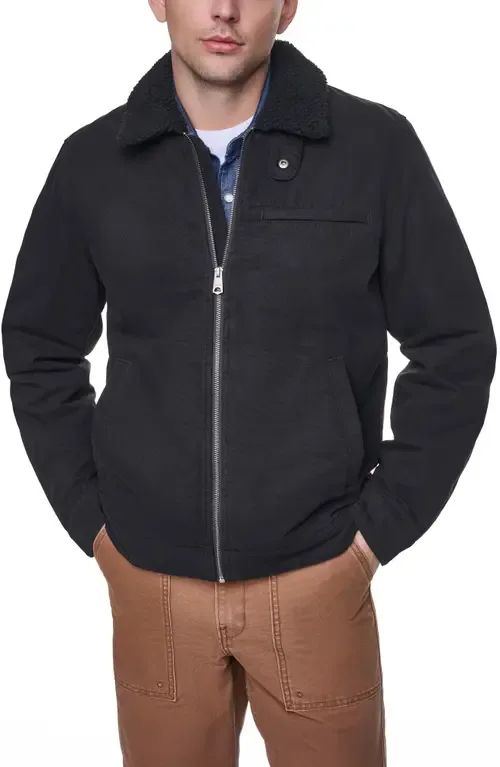 Western Utility Jacket with Faux Shearling Collar