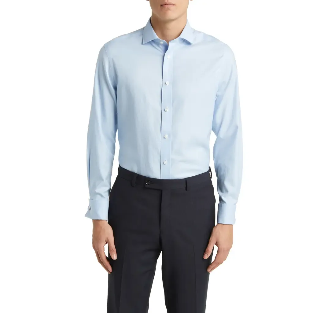 Non-Iron Twill Cutaway Slim Fit Shirt Double Cuff by Charles Tyrwhitt