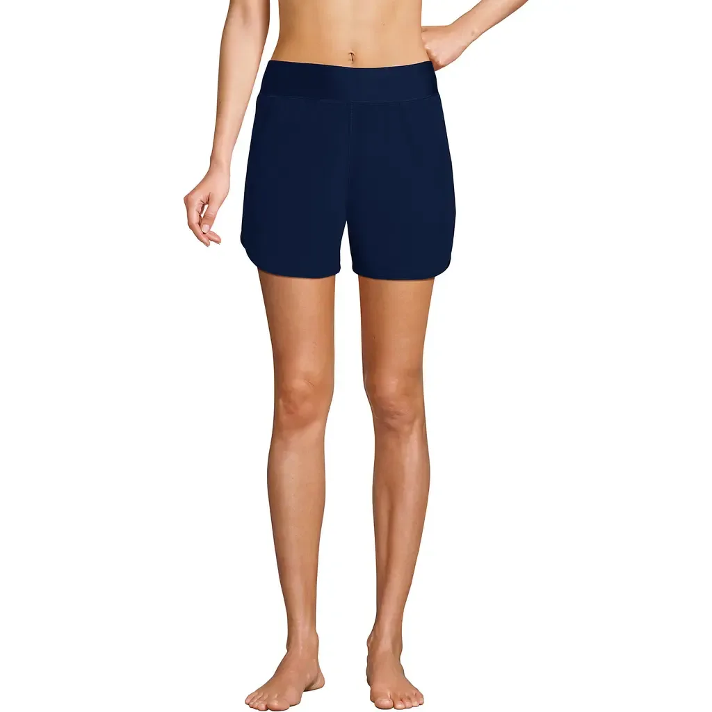 5" Quick Dry Elastic Waist Board Shorts Swim Cover-Up Shorts with Panty by Lands' End
