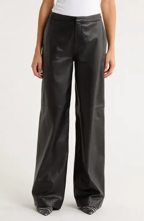 Livvy Straight Leg Lambskin Leather Trousers by L'AGENCE
