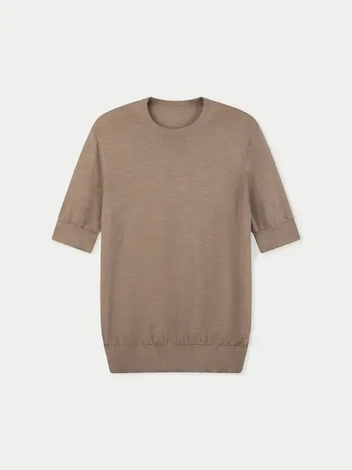 Silk Cashmere Crew Neck T-Shirt by GOBI Mongolian Cashmere