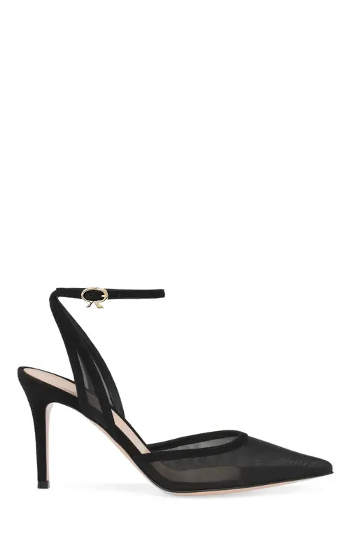 Dorotea D'Orsay 85 Ankle Pump in Black Fabric