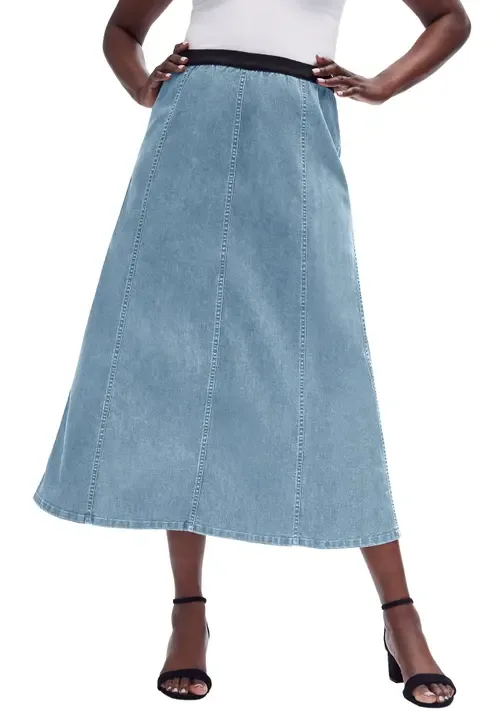 Stretch Denim Jegging Skirt by Jessica London