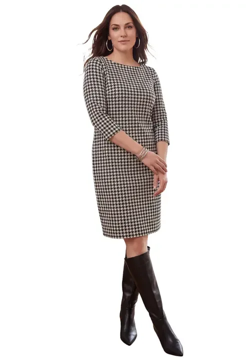 Stretch Cotton Boatneck Shift Dress by Jessica London