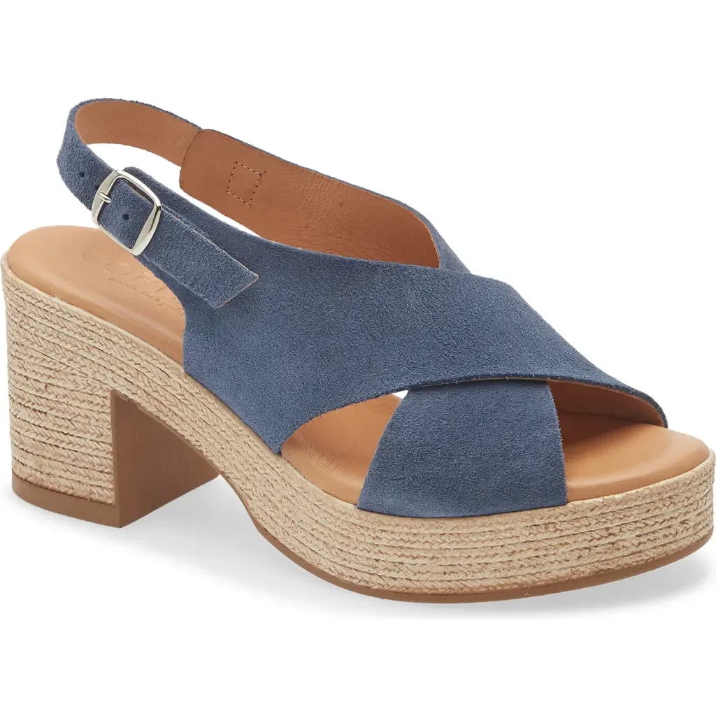 Marianne Slingback Platform Sandal in Iris Suede
