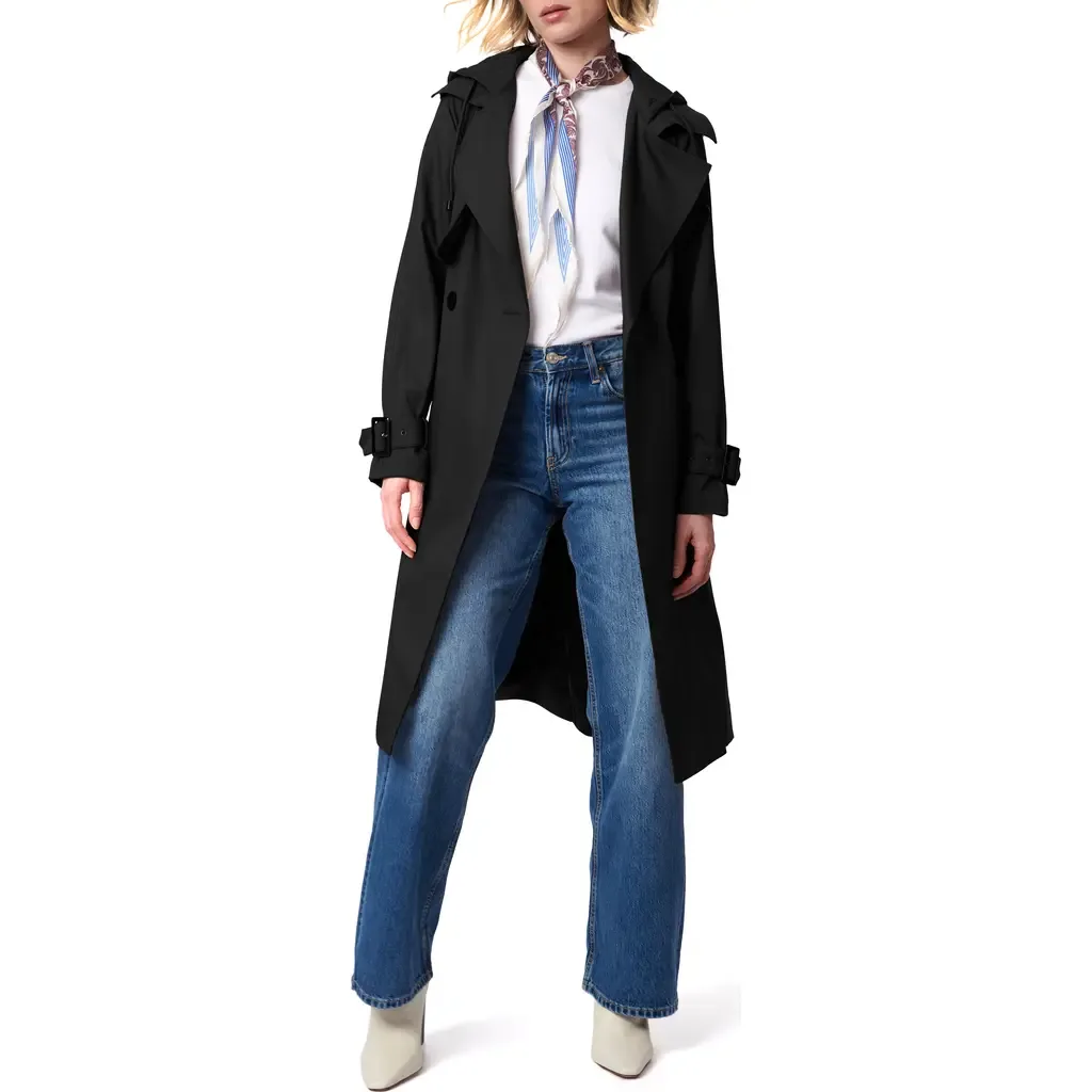 Double Breasted Hooded Trench Coat by Bernardo