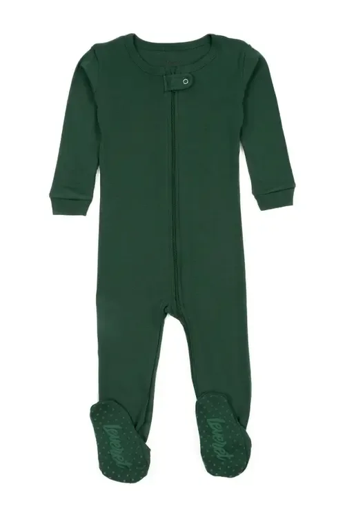 Footed Cotton Pajamas Matching Family Coordinated Solid Colors by Leveret