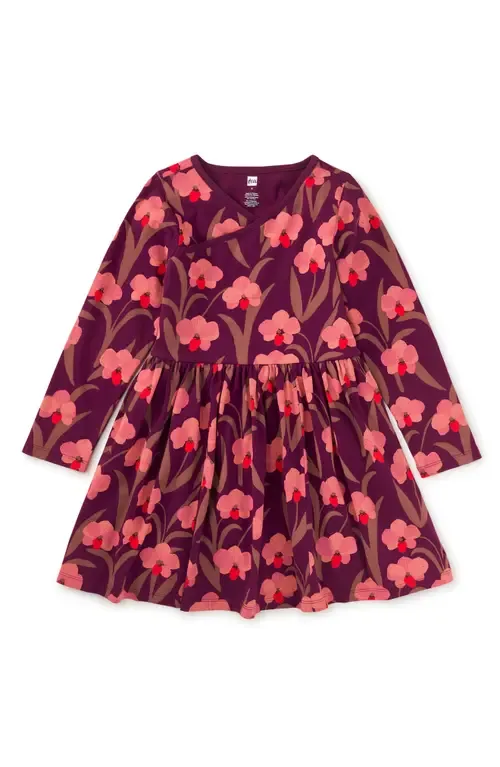 Long Sleeve Wrap Neck Dress by Tea Collection