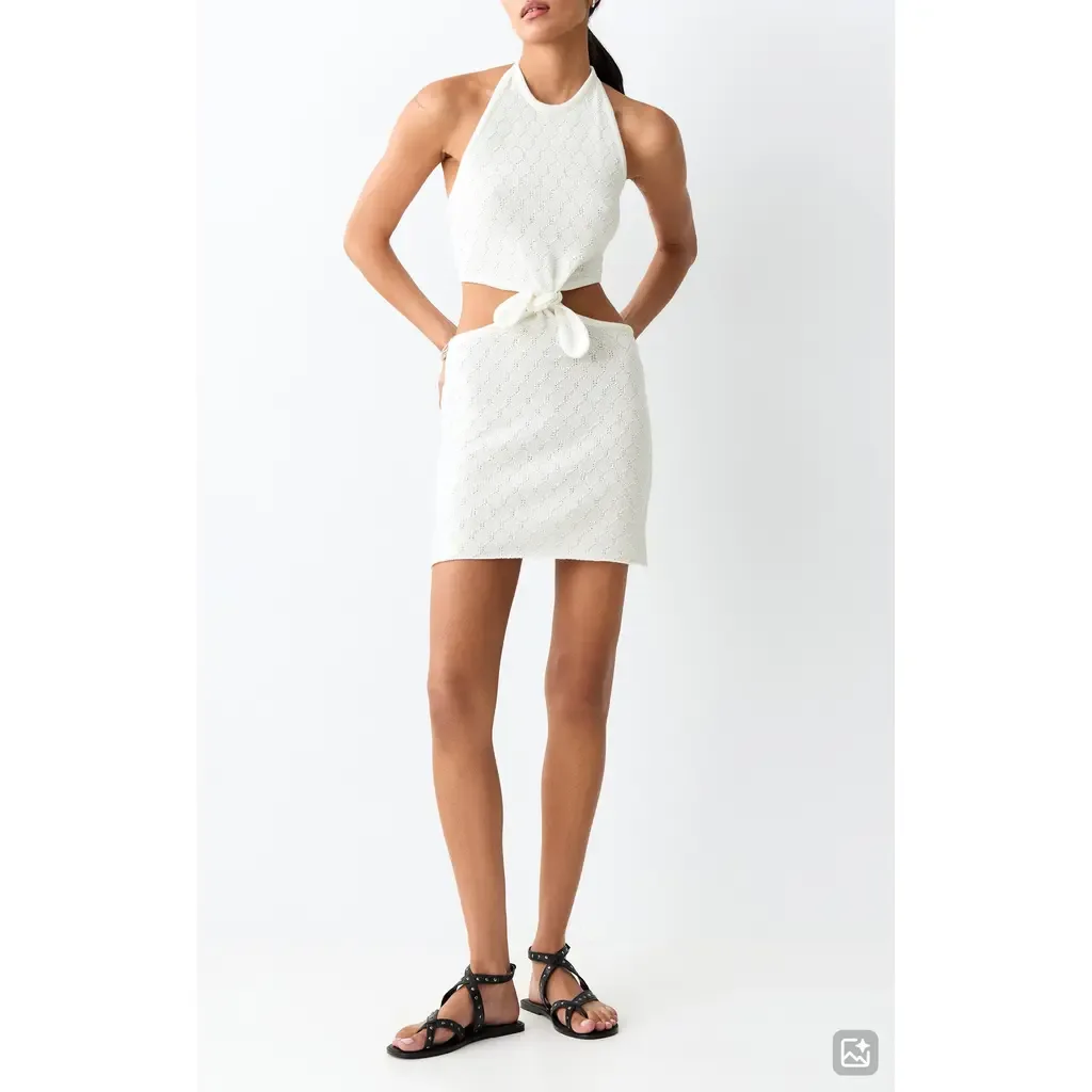 Knit Front Knot Cutout Halter Neck Minidress by MANGO TEEN