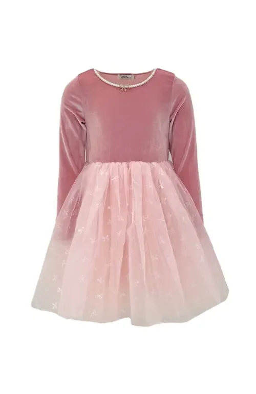 Ballerina Bow Velour Dress by Lola + The Boys