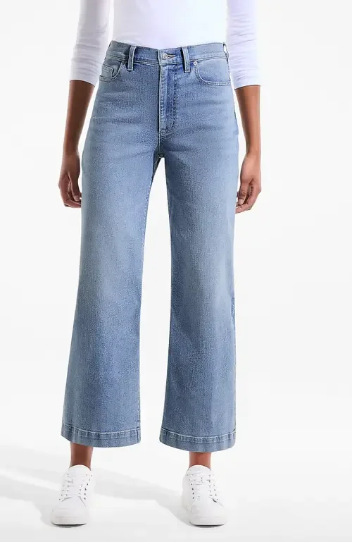 Denim High Rise Wide Leg Crop Jeans by Lands' End