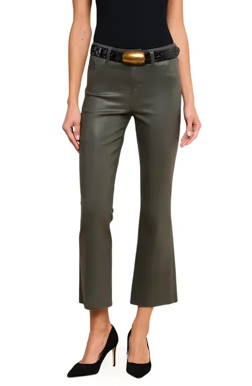 Kendra Coated High Waist Crop Flare Jeans by L'AGENCE