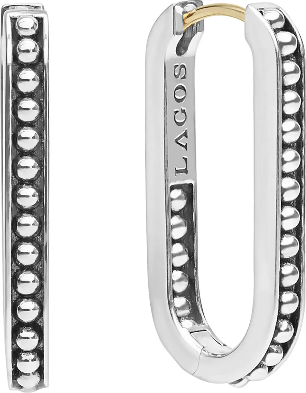 Signature Caviar Linear Hoop Earrings by LAGOS
