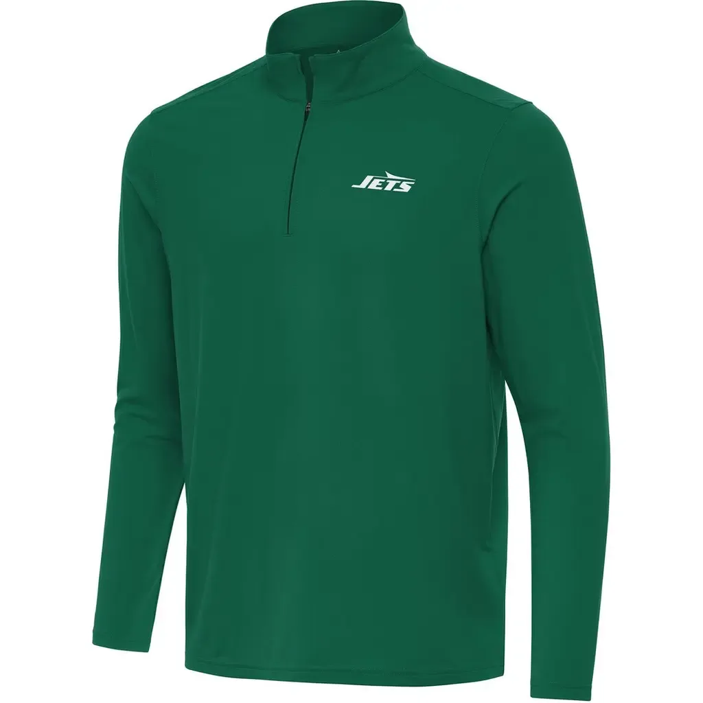 Antigua Green New York Jets Intent Quarter-Zip Pullover Top by ANTIGUA