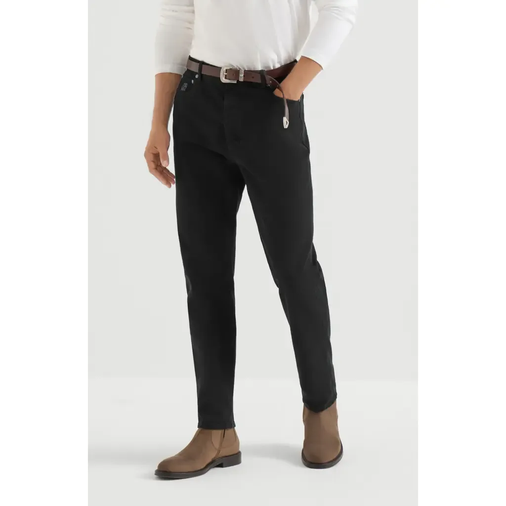 Garment-Dyed Denim Iconic Fit Five-Pocket Trousers