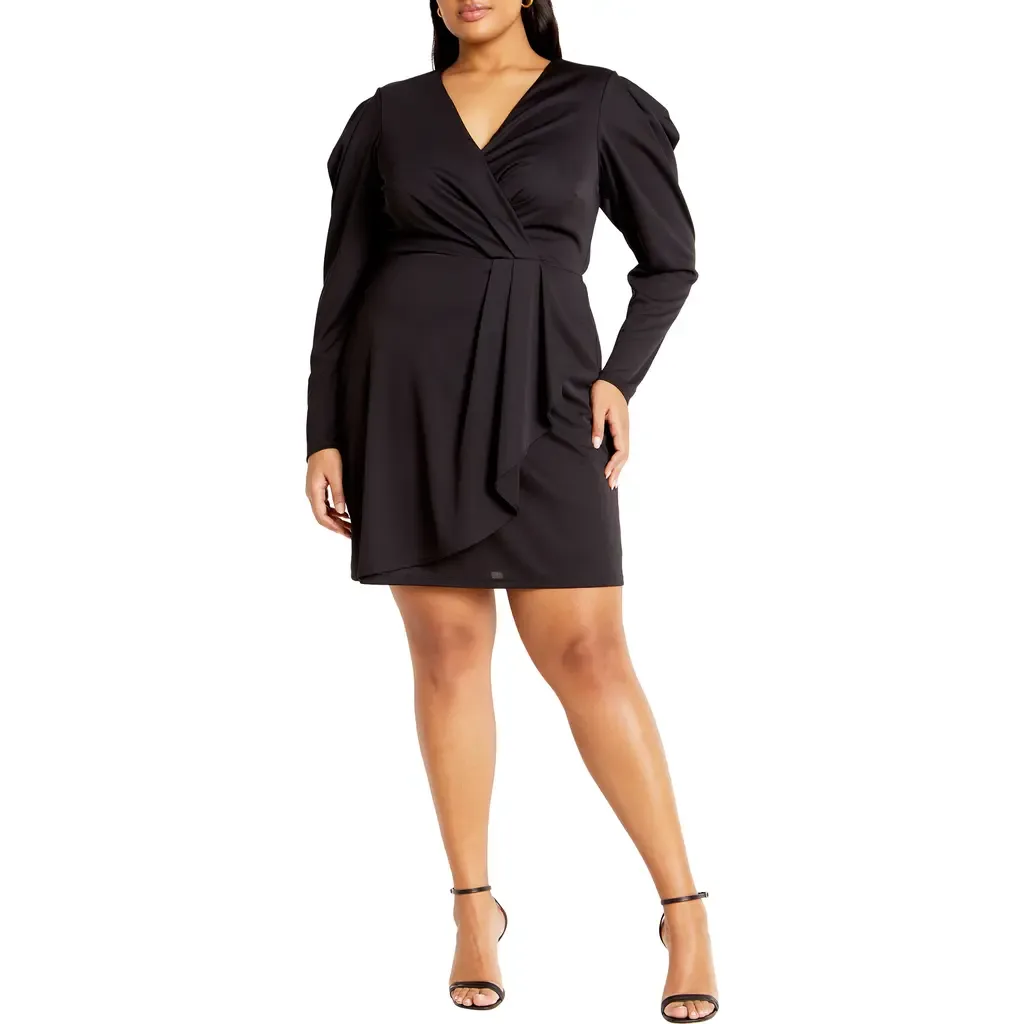Freya Iris Long Sleeve Faux Wrap Dress
