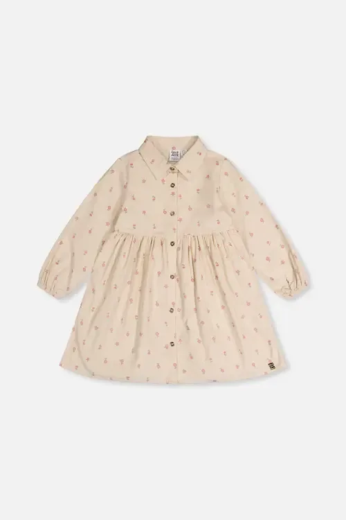 Corduroy Button Front Puff Sleeve Shirt Dress by Deux par Deux