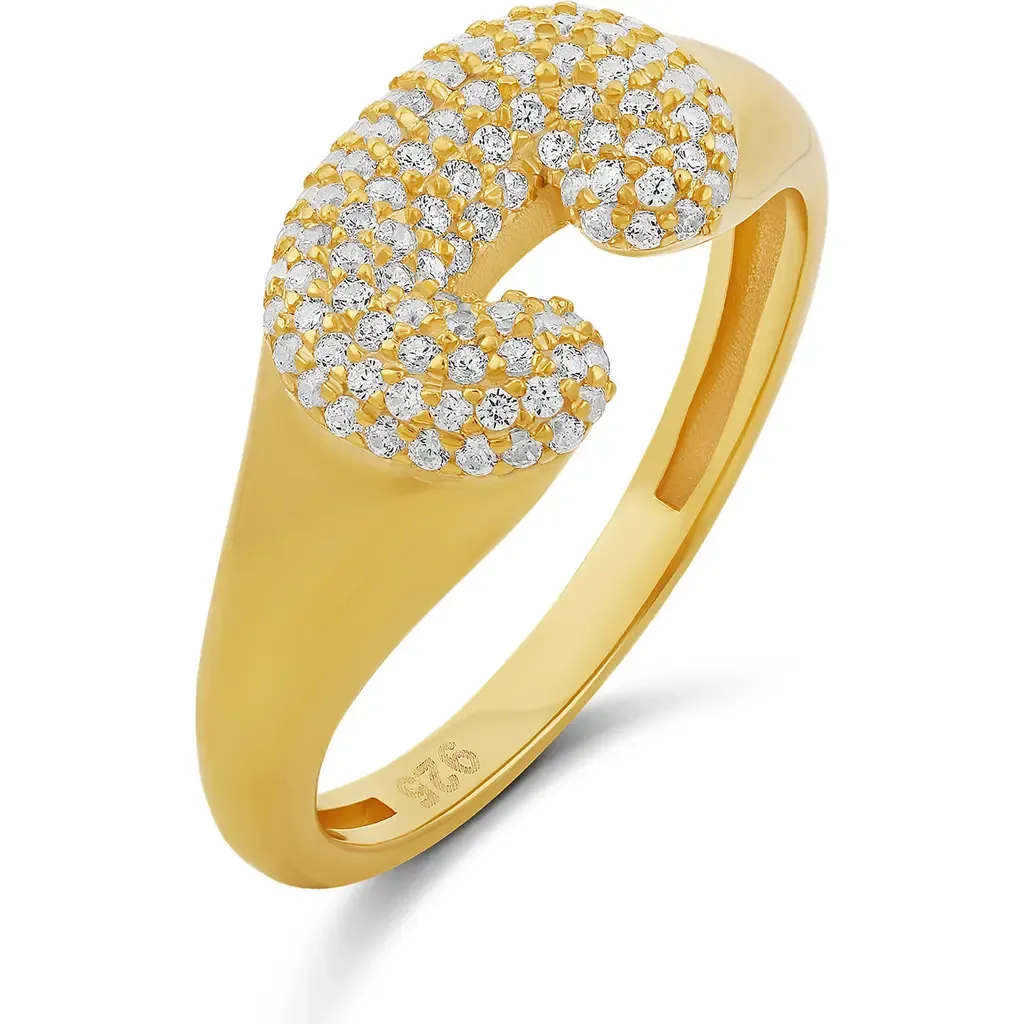 Pavé Bubble Initial Ring by SHYMI