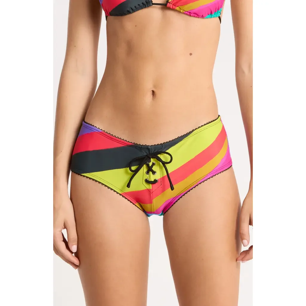 Freda Multi Stripe Lace-Up Bikini Bottoms by JADED LONDON