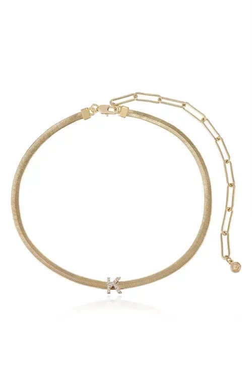 Pavé Cubic Zirconia Initial Charm Necklace