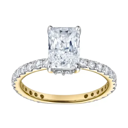Sia 14K Gold Radiant Cut Lab Grown Diamond Hidden Halo Ring - 2.25 ct by LuvMyJewelry