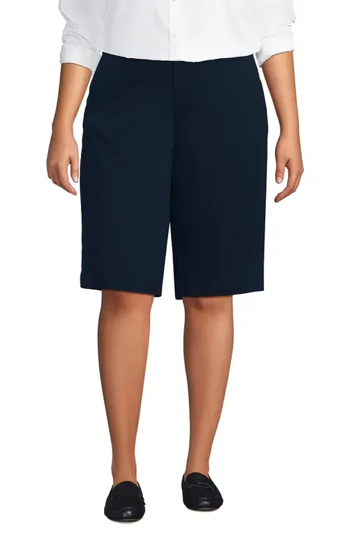 Elastic Back Classic 12" Chino Oxford Stripe Shorts by Lands' End